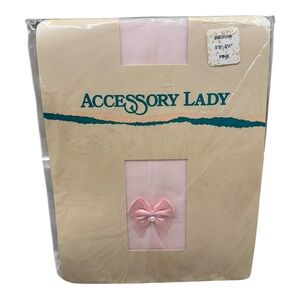 Vintage Accessory Lady Sheer Pantyhose With Pink Bow Pink Size Medium